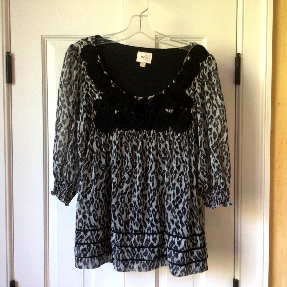 ECI Animal Print Blouse Sz 8